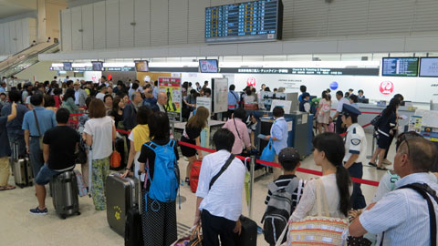 早朝の伊丹空港には人がたくさん