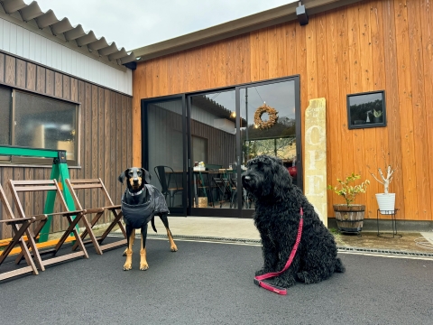 店の前で 店の前で