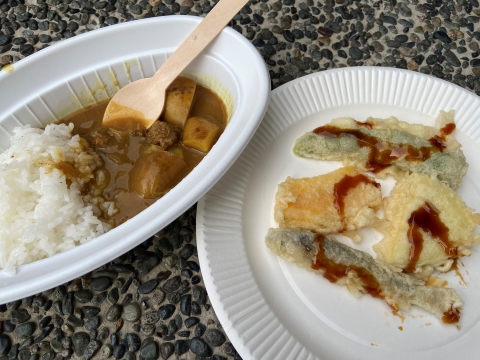 鹿カレーと鮎や野菜の天ぷら 鹿カレーと鮎や野菜の天ぷら